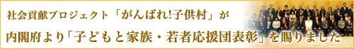 内閣府より「子どもと家族・若者応援団表彰」を賜りました